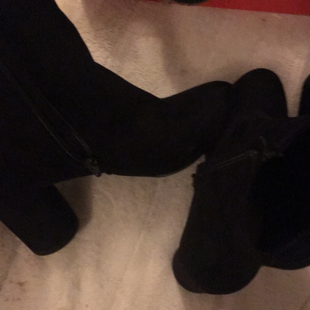 black high heel booties